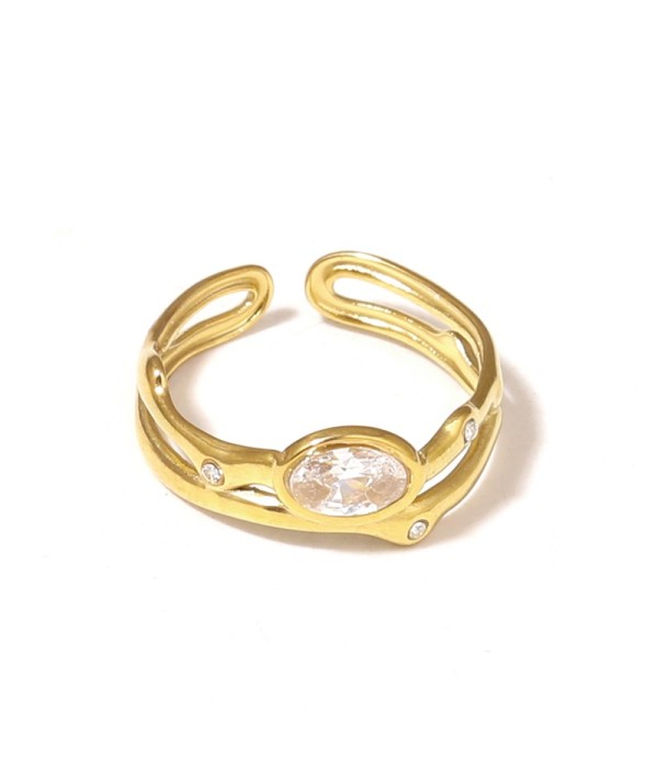 Anillo abierto con circonitas