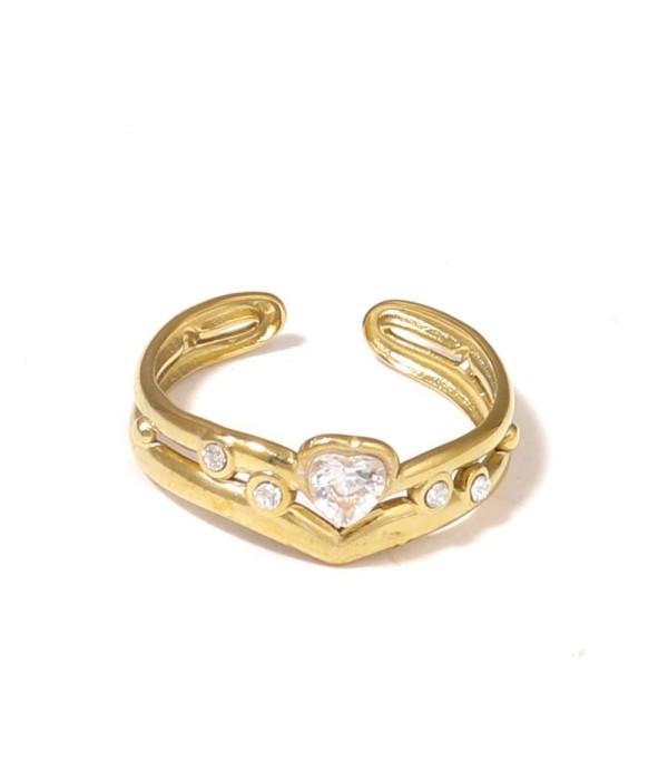 Anillo abierto con circonitas