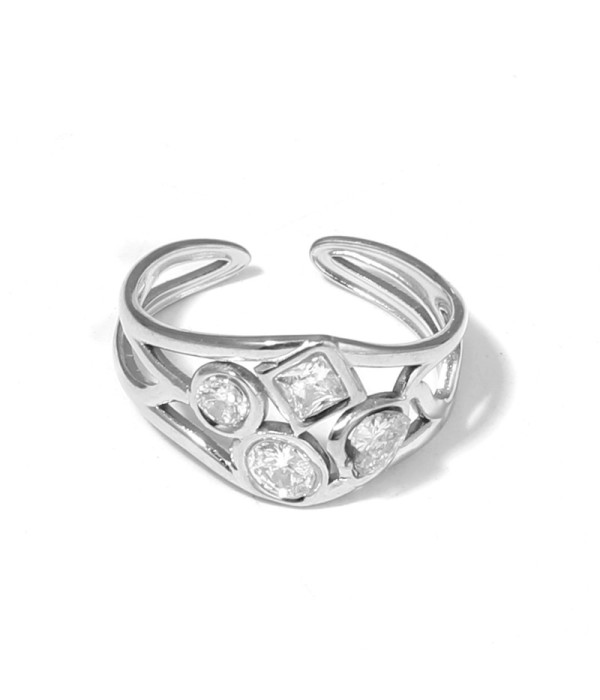 Anillo abierto con circonitas de varias formas
