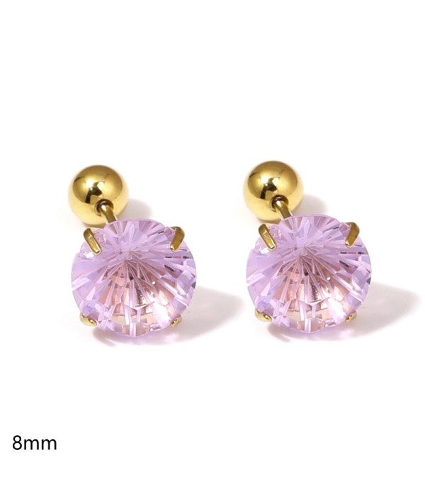 Pendientes dorados con circonitas redondas multicolores y cierre de rosca(8mm)
