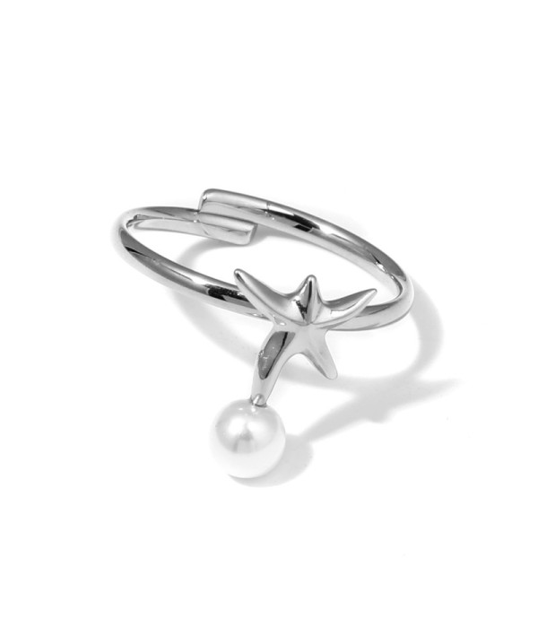 Anillo de estrella de mar con perla 2