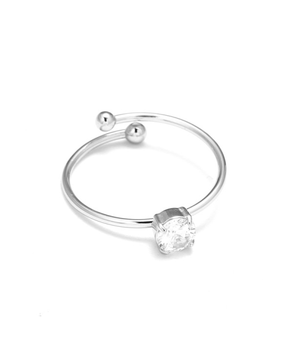 Anillo plateado con piedra cental corte mini círculo