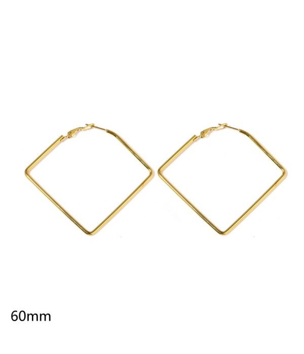 Pendientes de aro dorados cuadrados de 60mm
