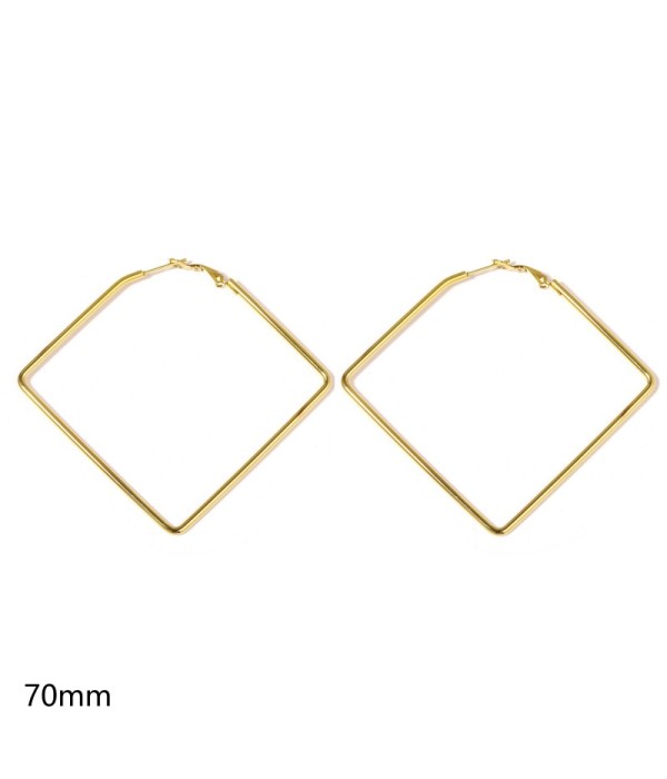 Pendientes de aro dorados cuadrados de 70mm