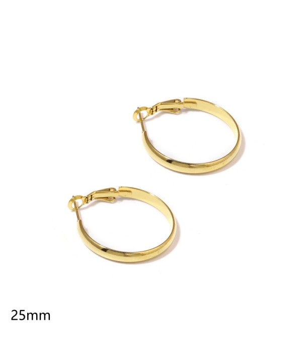 Pendientes de aro dorados de 25mm con diseño plano y liso
