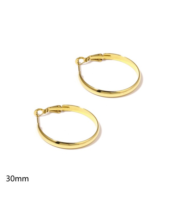 Pendientes de aro dorados de 30mm con diseño plano y liso