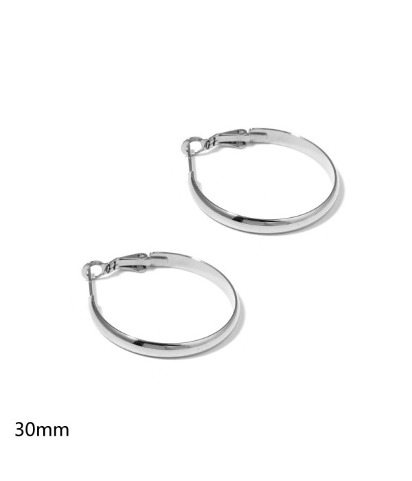 Pendientes de aro plateados de 30mm con diseño plano y liso