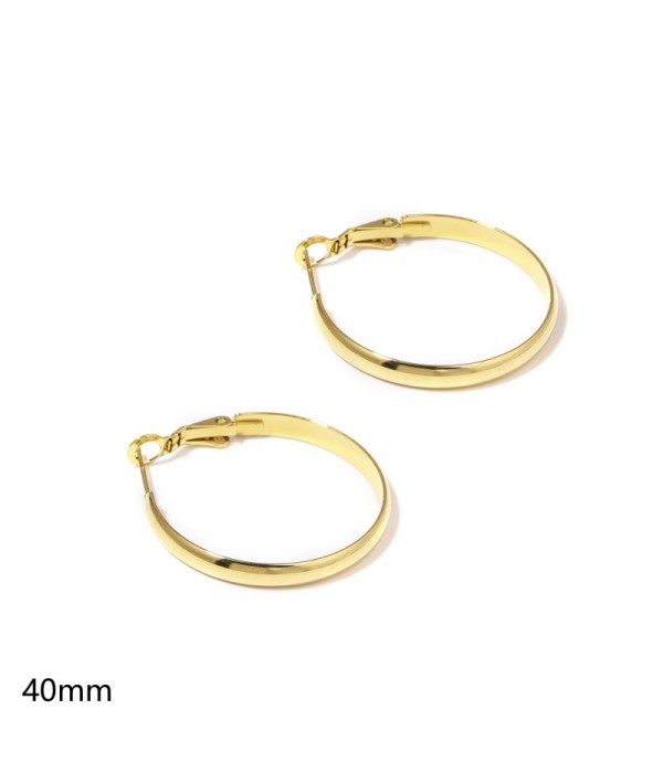 Pendientes de aro dorados de 40mm con diseño plano y liso