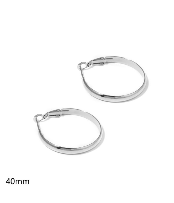Pendientes de aro plateados de 40mm con diseño plano y liso