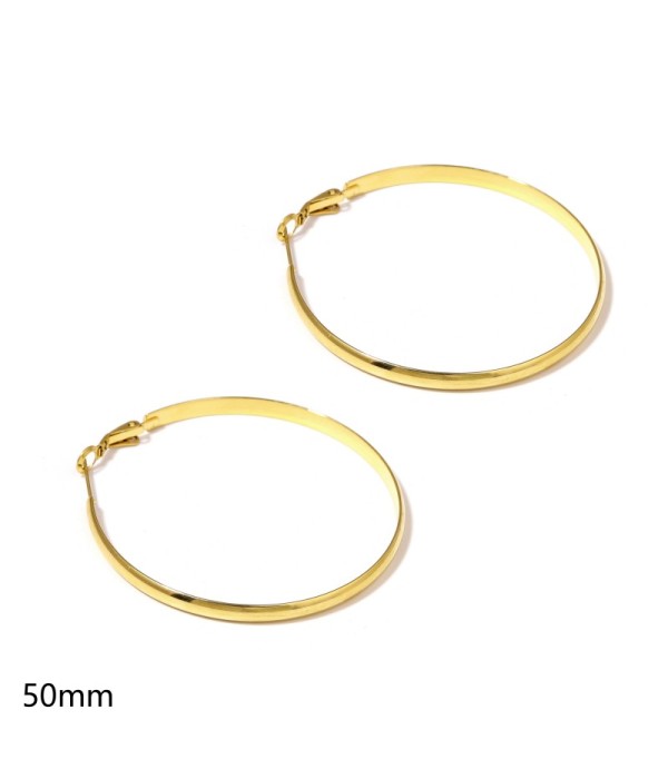 Pendientes de aro dorados de 50mm con diseño plano y liso