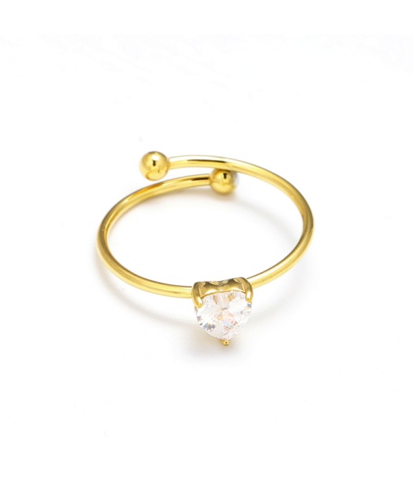 Anillo dorado con piedra cental corte mini corazón