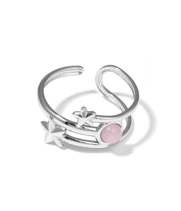 Anillo plateado con estrellas y piedra