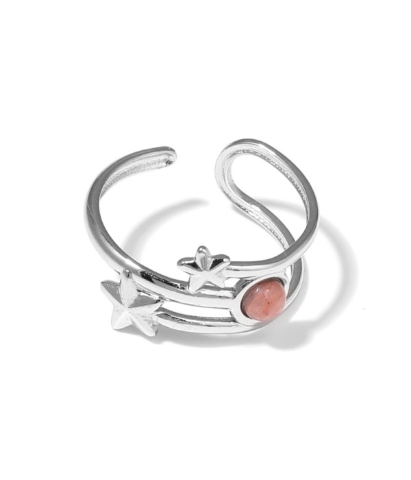 Anillo plateado con estrellas y piedra