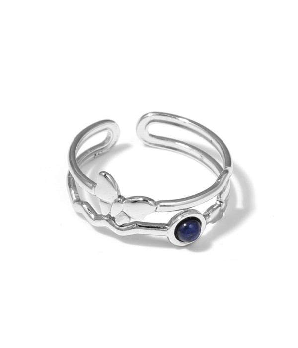 Anillo plateado con mariposa y piedra