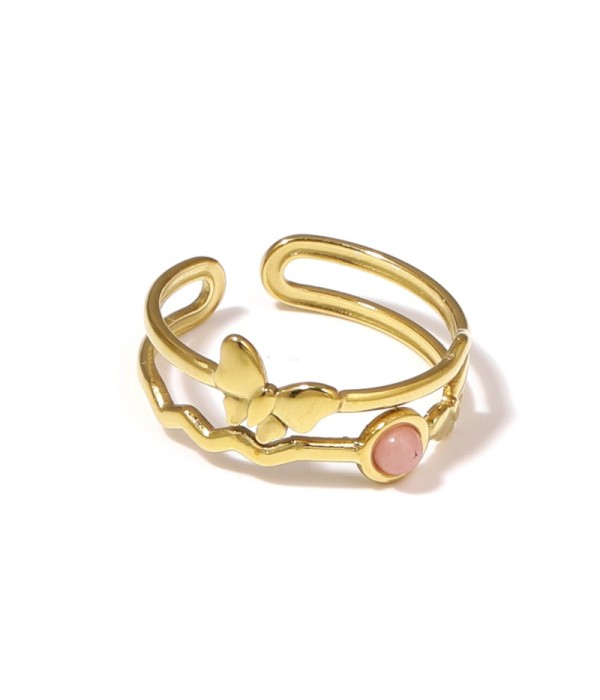 Anillo dorado con mariposa y piedra