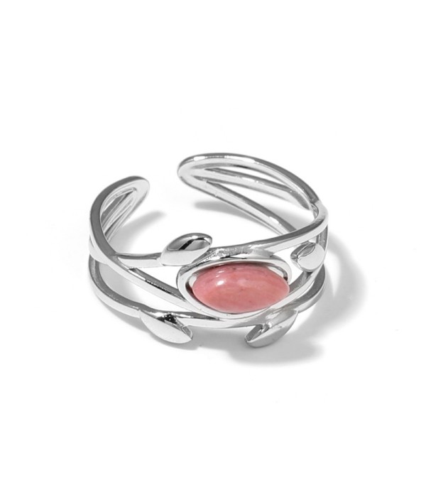 Anillo plateado de líneas entrelazadas con...