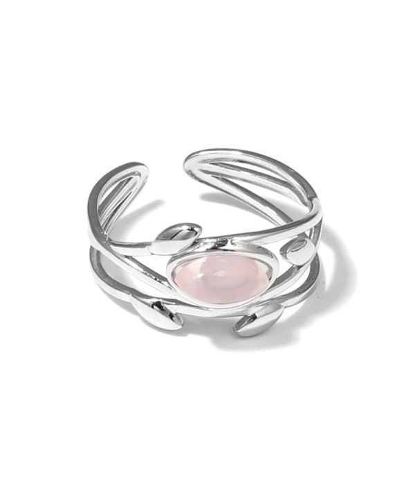 Anillo plateado de líneas entrelazadas con...