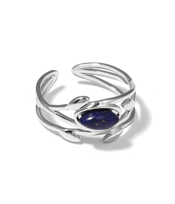 Anillo plateado de líneas entrelazadas con...