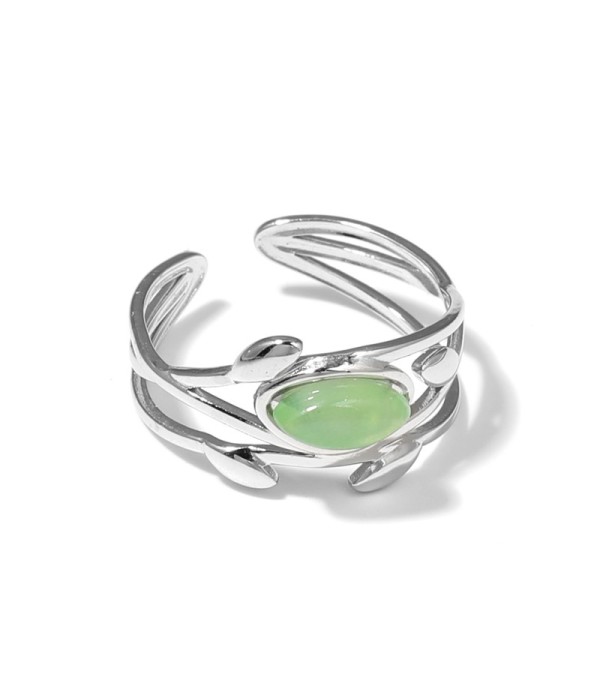 Anillo plateado de líneas entrelazadas con...