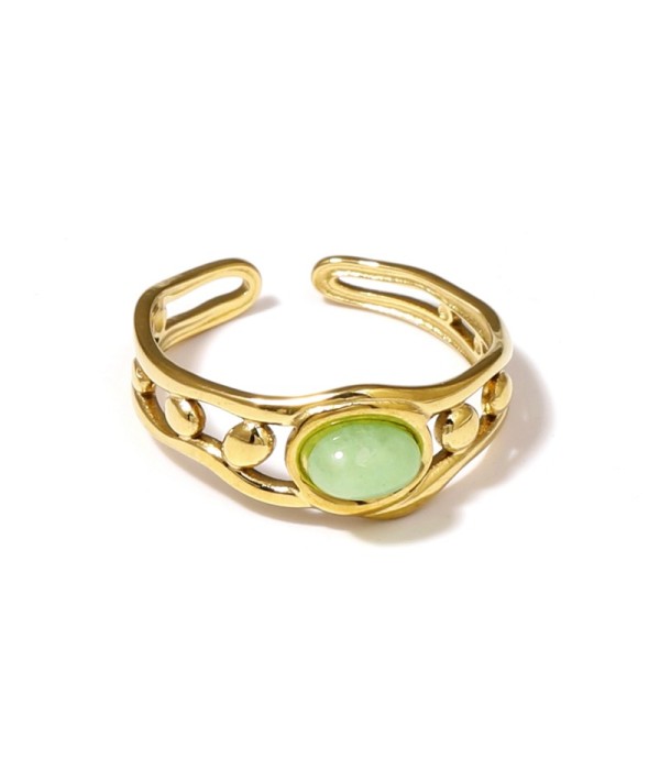 Anillo dorado de diseño calado con círculos y...