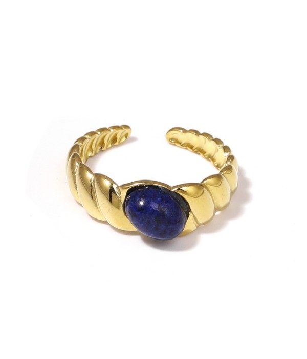 Anillo dorado abierto con piedra ovalada