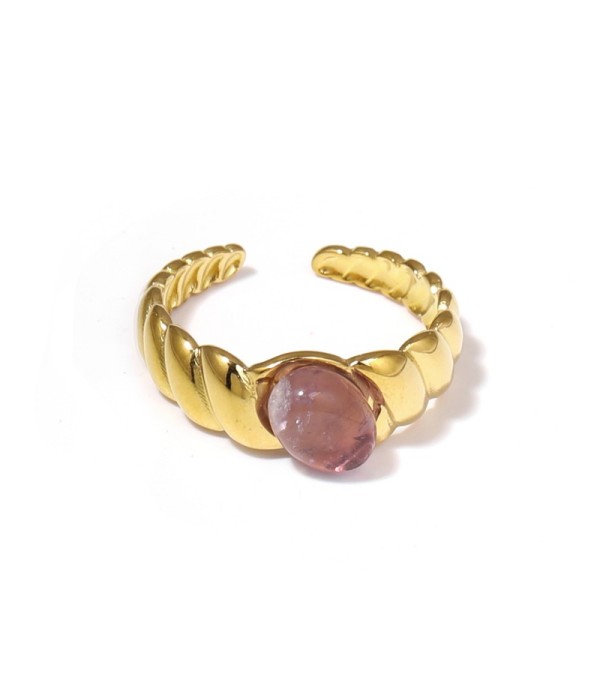 Anillo dorado abierto con piedra ovalada