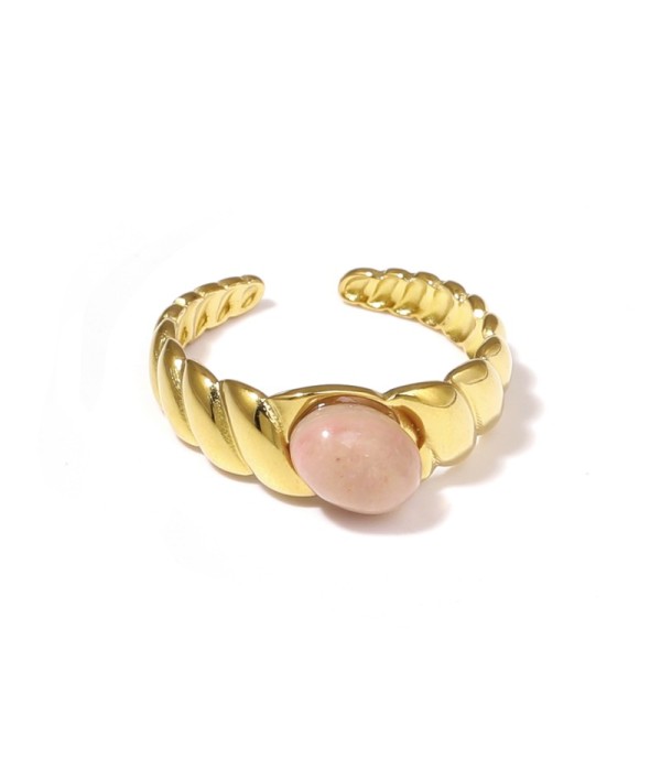 Anillo dorado abierto con piedra ovalada