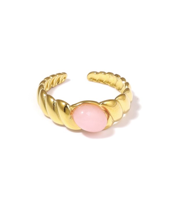 Anillo dorado abierto con piedra ovalada