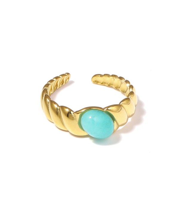 Anillo dorado abierto con piedra ovalada