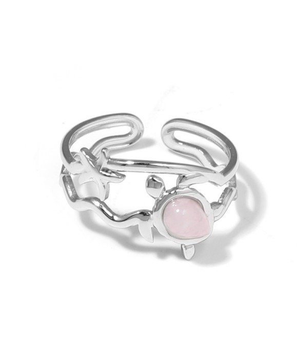 Anillo plateado con motivos marinos y piedra