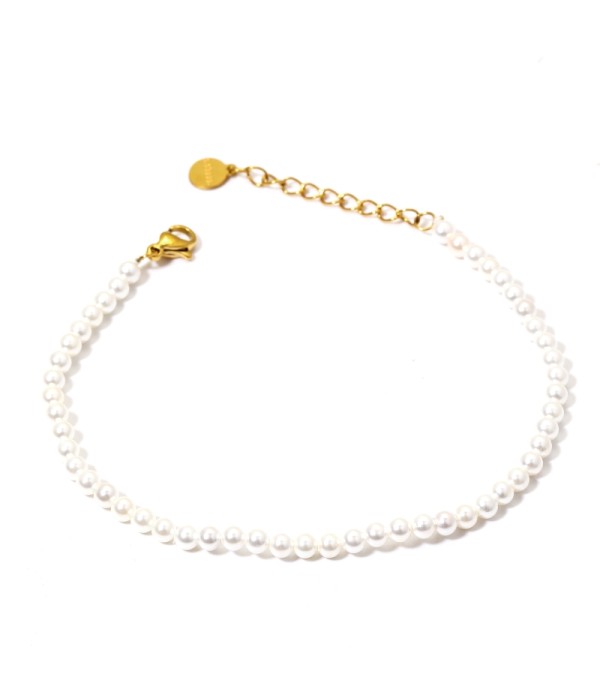 Pulsera clásica de perlas blancas pequeñas