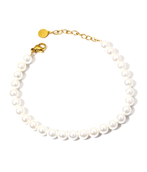 Pulsera clásica de perlas blancas medianas