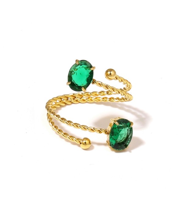 Anillo dorado con diseño de cordón y circonitas...