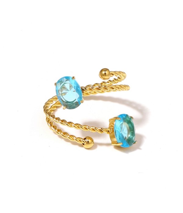 Anillo dorado con diseño de cordón y circonitas ovaladas 2