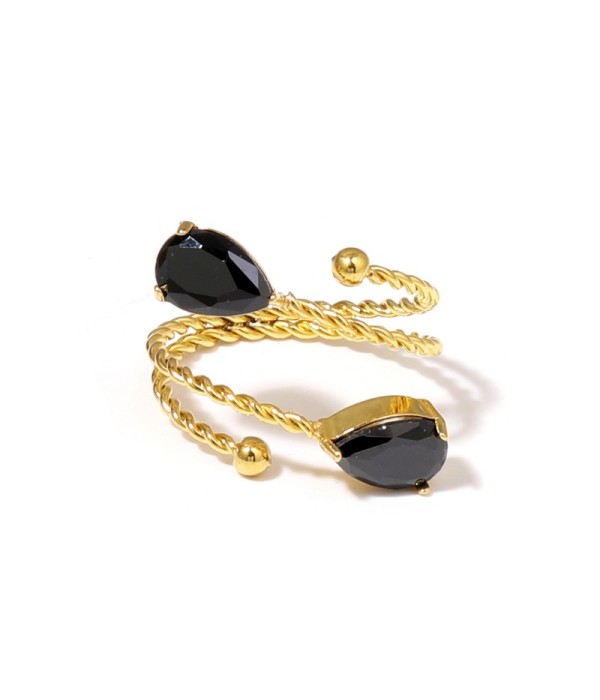 Anillo dorado con diseño de cordón y circonitas...