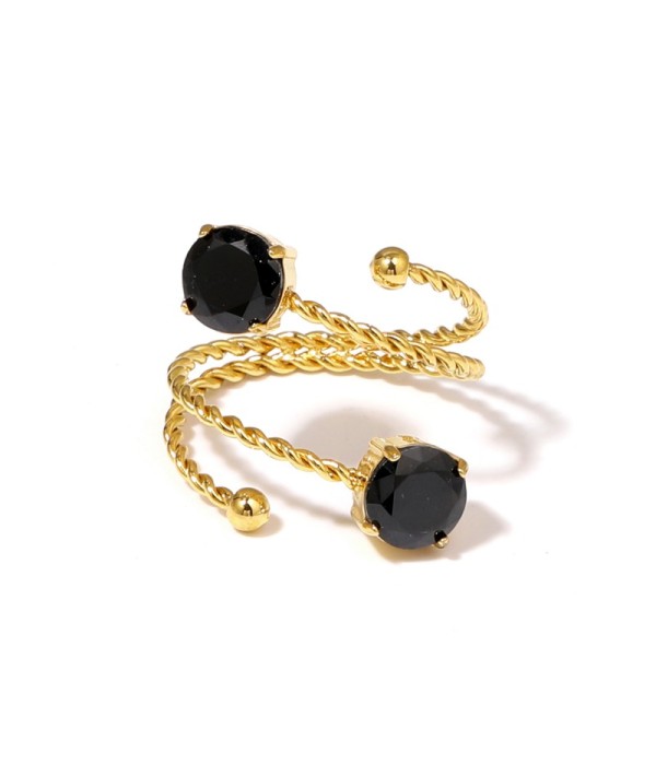 Anillo dorado con diseño de cordón y circonitas...