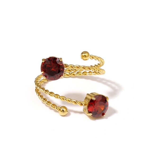 Anillo dorado con diseño de cordón y circonitas redondas