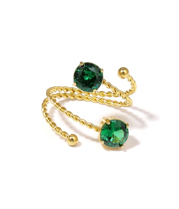 Anillo dorado con diseño de cordón y circonitas redondas