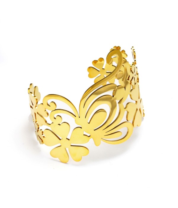 Brazalete ancho dorado de padrón floral