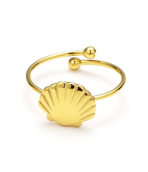 Anillo abierto dorado de vieira