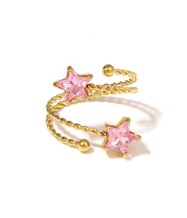 Anillo dorado con diseño de cordón y circonitas en forma... 2