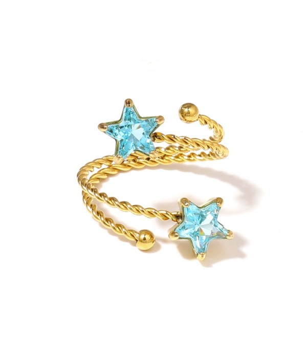 Anillo dorado con diseño de cordón y circonitas...