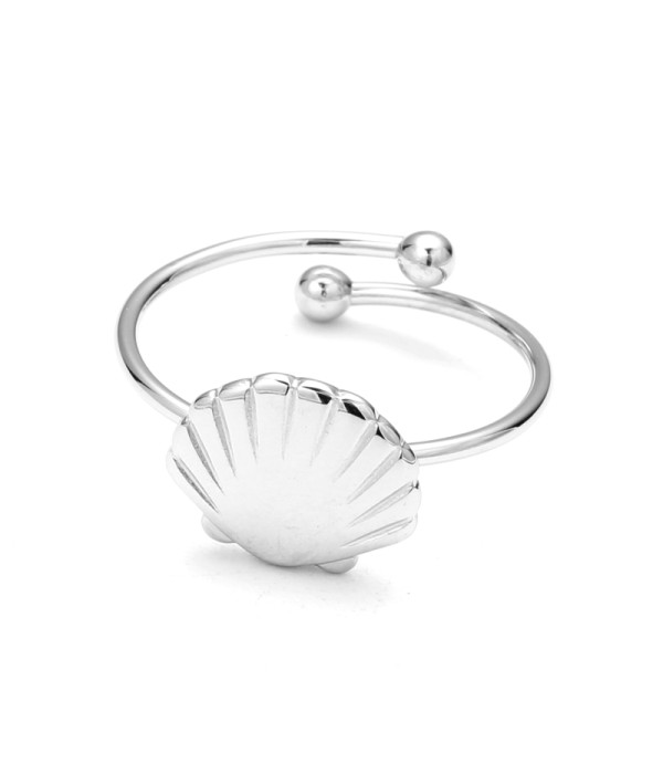 Anillo abierto plateado de vieira