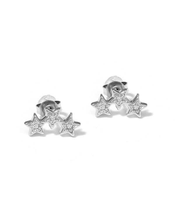 Pendientes plateados en forma de tres estrellas...