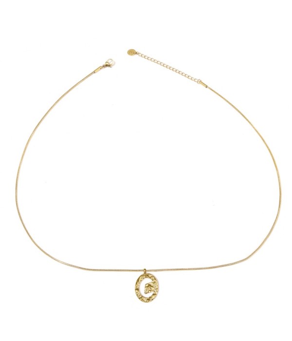 Collar dorado de óvalo martillado con rombo
