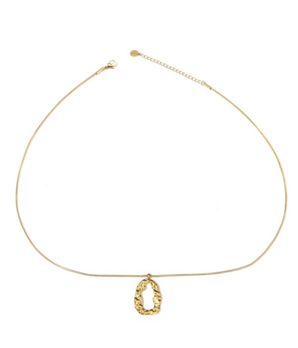Collar dorado de óvalo irregular con textura