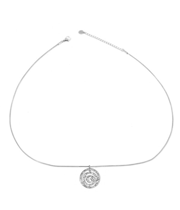 Collar plateado de medalla con espiral...