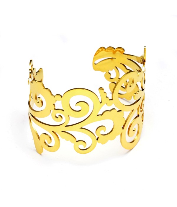 Brazalete ancho dorado de padrón floral