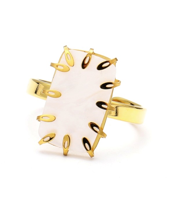 Anillo abierto dorado de rectángulo