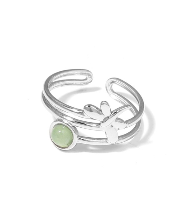 Anillo plateado de libélula con piedra